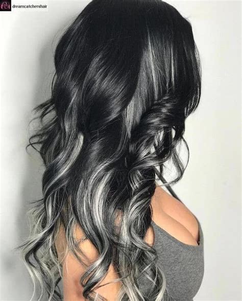 black and silver highlights|silver streaked hair pics.